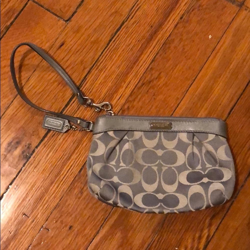 Silver Coach Wristlet